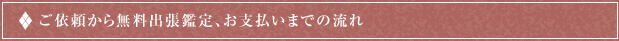 ご依頼から無料出張鑑定、お支払いまでの流れ